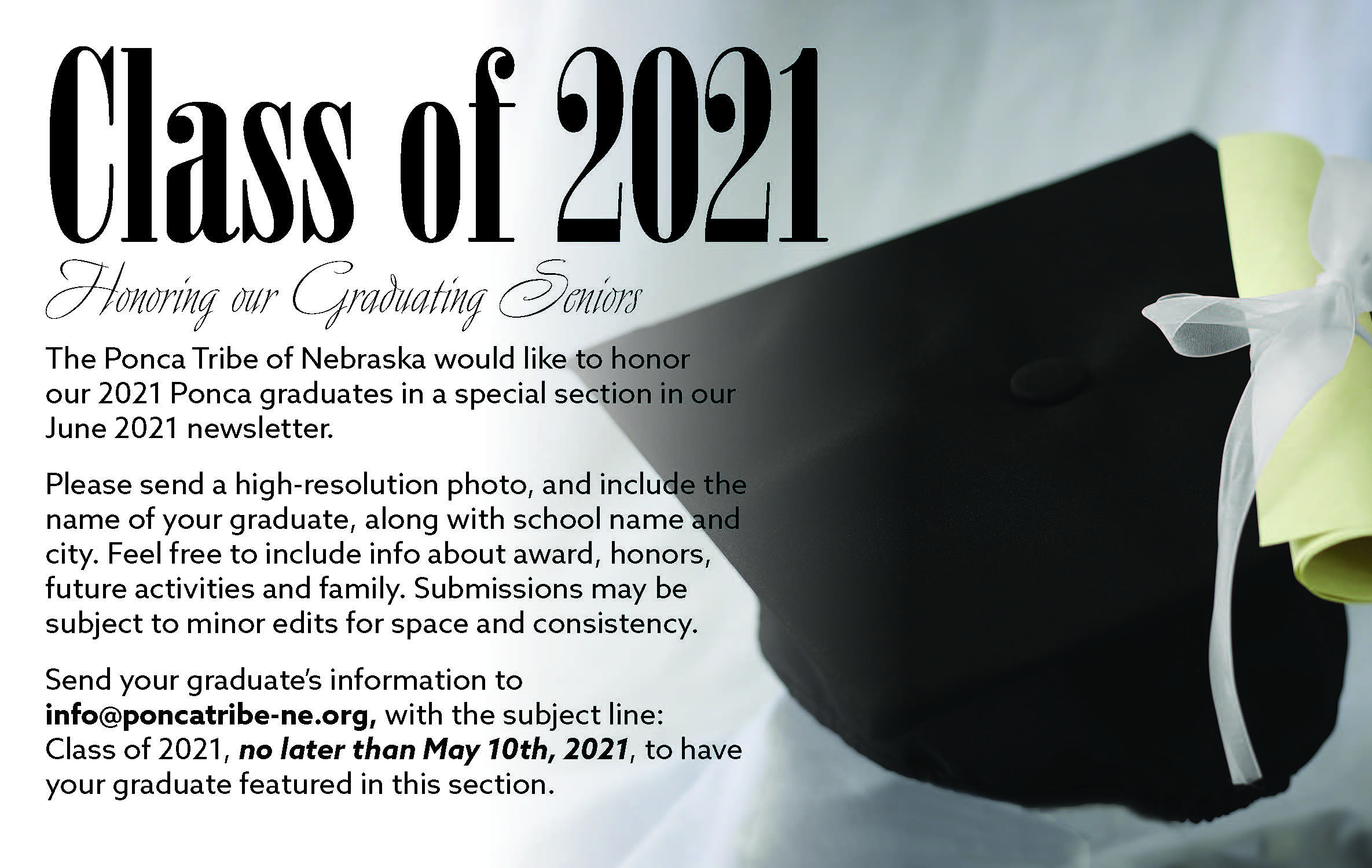 Read more about the article Deadline to Submit Graduate Info is May 10