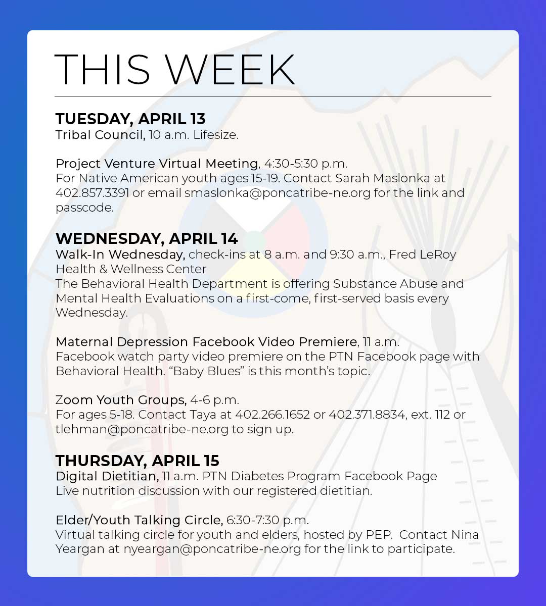 Read more about the article Events & Activities: April 11-17th