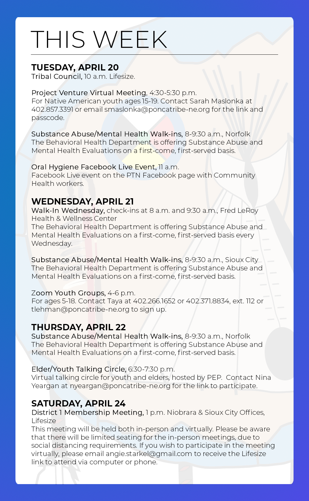 Read more about the article Events & Activities: April 18-24th