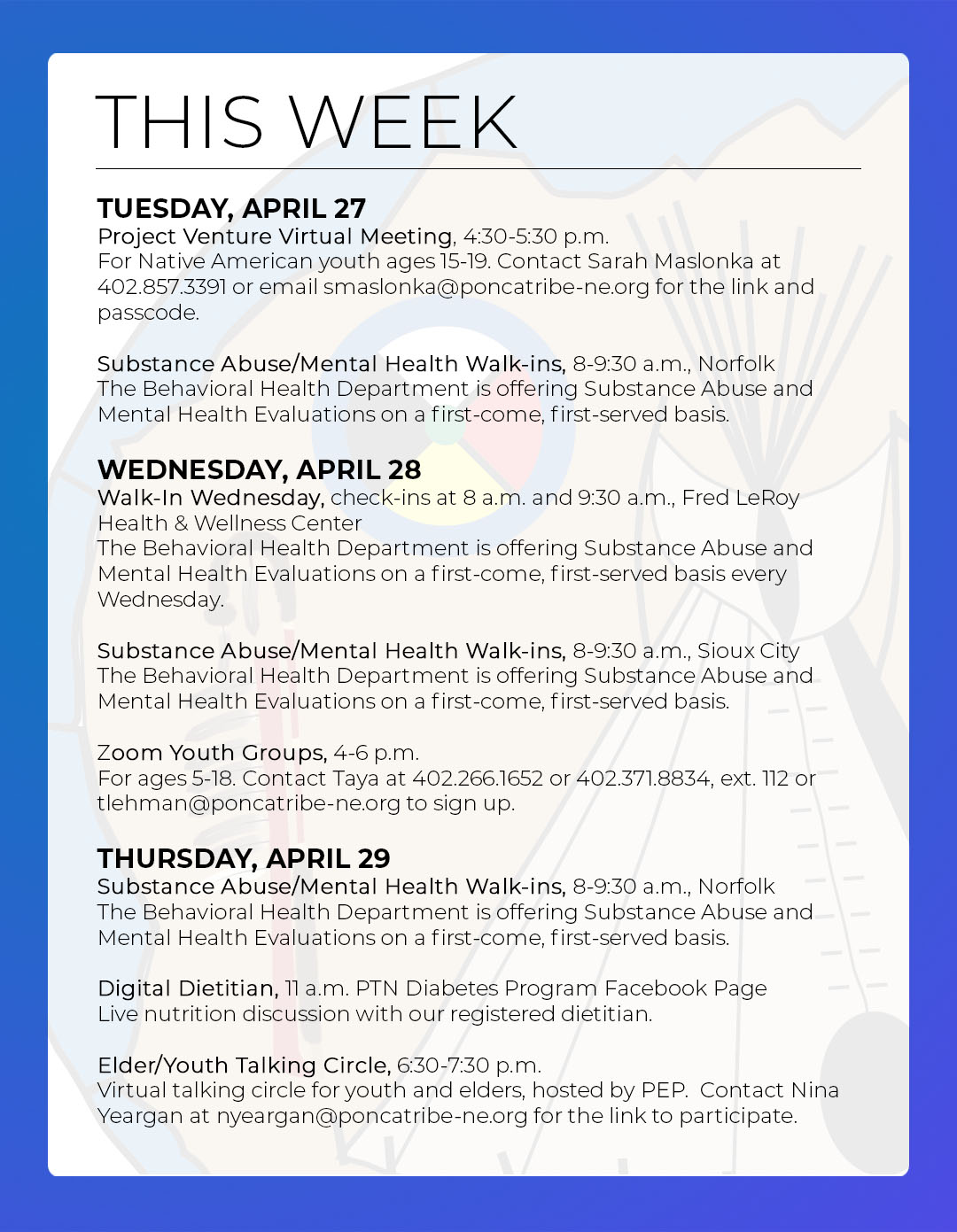 Read more about the article Events & Activities: April 25th – May 1st