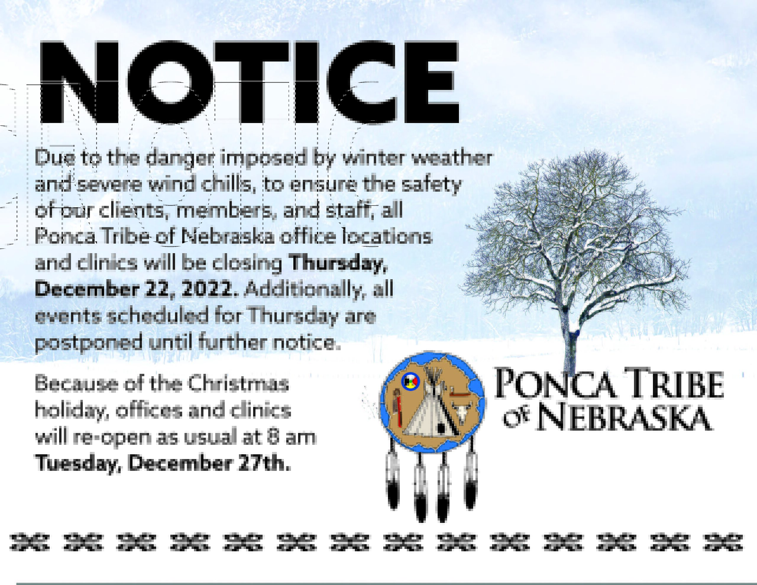 Read more about the article Ponca Tribe of Nebraska Closed December 22, 2022