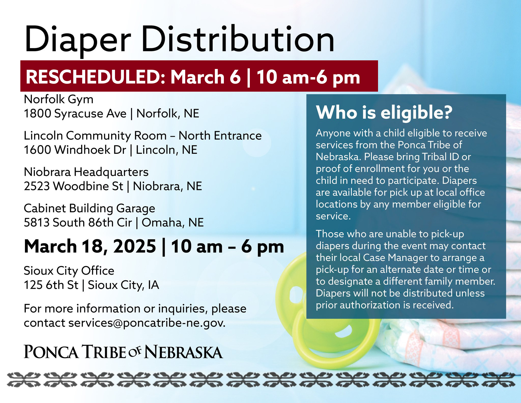 Read more about the article Diaper Distributions Postponed until Thursday